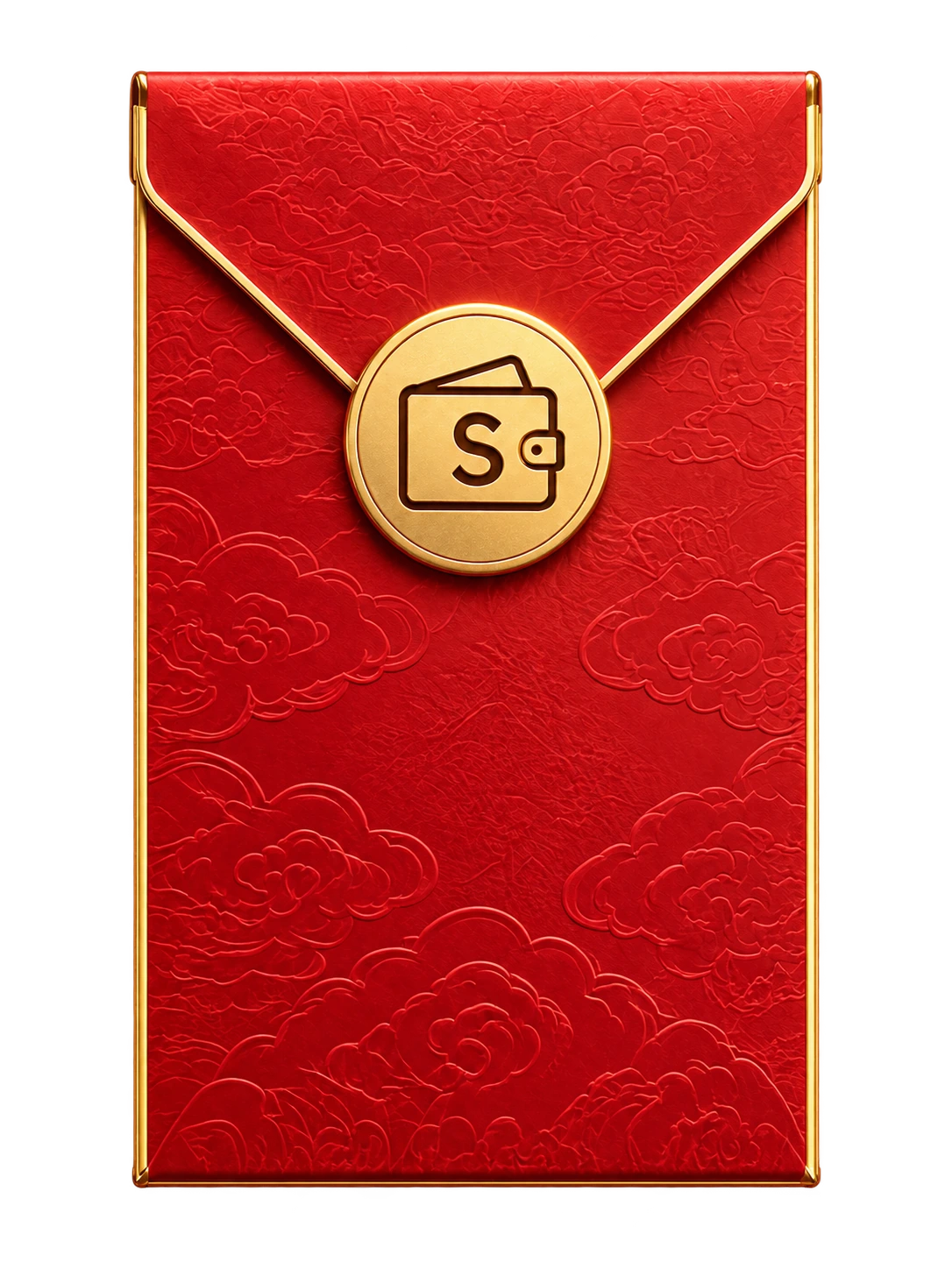 Shopay 红金云纹红包,带金色钱包徽章